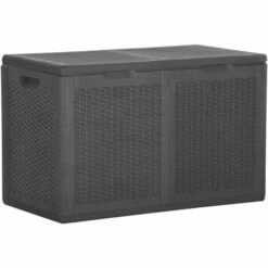 ASUPERMALL Boîte De Rangement De Jardin 180 L Noir PP Rotin