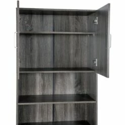 CLP Etagère Pour Lave-linge Gardiner En Bois Avec 2 étagères Et 1 Armoire à 2 Portes Gris Foncé -Rangement de jardin Soldes 57896545 5