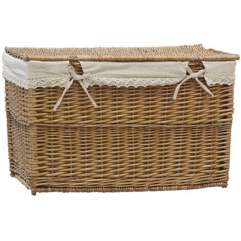 AUBRY GASPARD Malle En éclisse Marron Et Coton Marron - Marron 4 AUBRY GASPARD Malle En éclisse Marron Et Coton Marron - Marron – Image 2