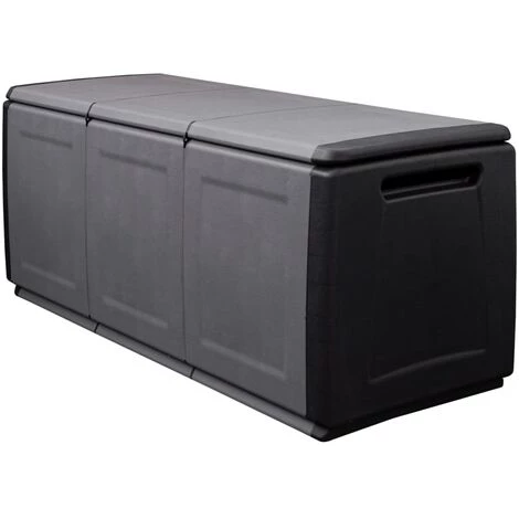 VidaXL Boîte De Rangement De Jardin 138x53x57 Cm 330 L Gris Foncé Noir - Gris 4 VidaXL Boîte De Rangement De Jardin 138x53x57 Cm 330 L Gris Foncé Noir - Gris – Image 2