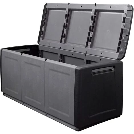 VidaXL Boîte De Rangement De Jardin 138x53x57 Cm 330 L Gris Foncé Noir - Gris 7 VidaXL Boîte De Rangement De Jardin 138x53x57 Cm 330 L Gris Foncé Noir - Gris – Image 5