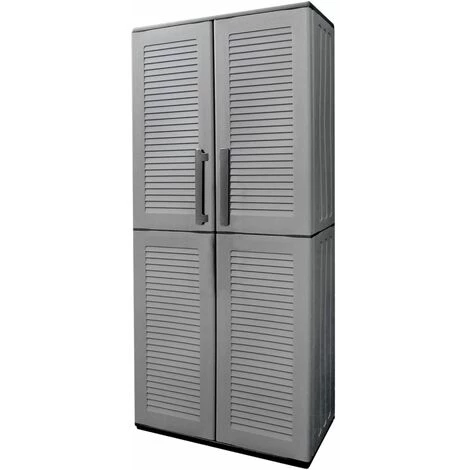 VidaXL Armoire De Rangement De Jardin Gris Et Noir 68x37x163 Cm PP - Gris 4 VidaXL Armoire De Rangement De Jardin Gris Et Noir 68x37x163 Cm PP - Gris – Image 2