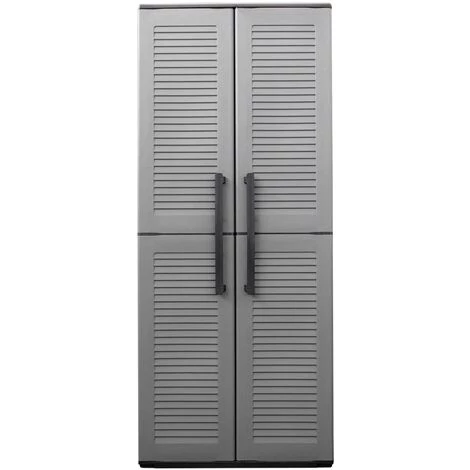 VidaXL Armoire De Rangement De Jardin Gris Et Noir 68x37x163 Cm PP - Gris 6 VidaXL Armoire De Rangement De Jardin Gris Et Noir 68x37x163 Cm PP - Gris – Image 4
