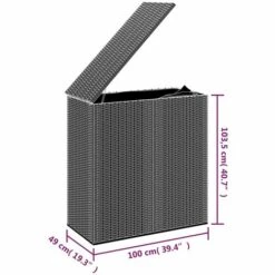 VidaXL Boîte à Coussins De Jardin Résine Tressée 100x49x103,5 Cm Gris - Gris 11 VidaXL Boîte à Coussins De Jardin Résine Tressée 100x49x103,5 Cm Gris - Gris -Rangement de jardin Soldes 57912564 5