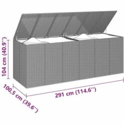 VidaXL Boîte à Coussins De Jardin Résine Tressée 291x100,5x104 Cm Gris - Gris -Rangement de jardin Soldes 57912572 5