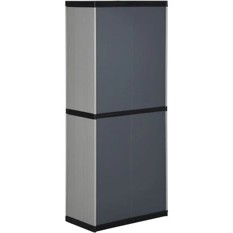 VidaXL Armoire De Rangement De Jardin 3 étagères Gris/noir 68x40x168cm - Gris 7 VidaXL Armoire De Rangement De Jardin 3 étagères Gris/noir 68x40x168cm - Gris – Image 5