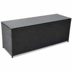 VidaXL Boîte De Rangement De Jardin Noir 150x50x60 Cm Résine Tressée - Noir