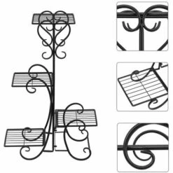 DYHF 107*22*57 Plante Support Pot De Fleur Etagère Métal De 5 Niveaux Présentoir Fleur Décor Intérieur Extérieur Plancher Balcon Salon Noir - Noir