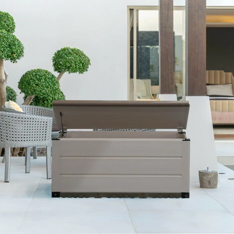 Coffre De Jardin Capacité 230L Gardiun Tuscany Evo 122x47x57 Cm Boîte De Rangement Extérieur En Résine Avec Vérin Et Sol 4 Coffre De Jardin Capacité 230L Gardiun Tuscany Evo 122x47x57 Cm Boîte De Rangement Extérieur En Résine Avec Vérin Et Sol – Image 2