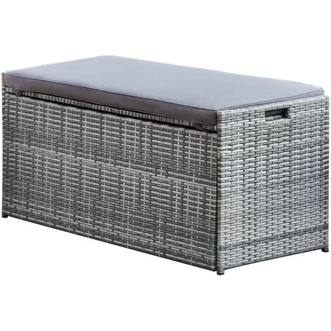 Coffre De Jardin Rangement 2 En 1 Banc Extérieur Avec Coussin 336 Litres Résistant Aux Intempéries Gris Teamson Home PT-OF0039G 3 Coffre De Jardin Rangement 2 En 1 Banc Extérieur Avec Coussin 336 Litres Résistant Aux Intempéries Gris Teamson Home PT-OF0039G
