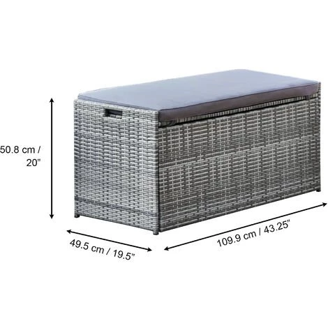 Coffre De Jardin Rangement 2 En 1 Banc Extérieur Avec Coussin 336 Litres Résistant Aux Intempéries Gris Teamson Home PT-OF0039G 6 Coffre De Jardin Rangement 2 En 1 Banc Extérieur Avec Coussin 336 Litres Résistant Aux Intempéries Gris Teamson Home PT-OF0039G – Image 4