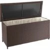 DéCOSHOP26 Coffre De Rangement Pour Jardin En Polyrotin Marron Avec Roulettes Rangement Coussins Marron 63x135x52cm 320L - Marron -Rangement de jardin Soldes 59153406 1