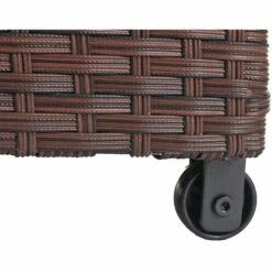 DéCOSHOP26 Coffre De Rangement Pour Jardin En Polyrotin Marron Avec Roulettes Rangement Coussins Marron 63x135x52cm 320L - Marron -Rangement de jardin Soldes 59153406 3