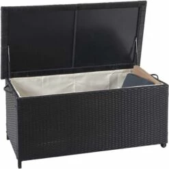 DéCOSHOP26 Coffre De Rangement Pour Jardin En Polyrotin Noir Avec Roulettes Rangement Coussins 51x100x50cm 170L - Noir -Rangement de jardin Soldes 59153424 2