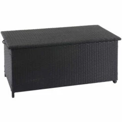 DéCOSHOP26 Coffre De Rangement Pour Jardin En Polyrotin Noir Avec Roulettes Rangement Coussins 51x100x50cm 170L - Noir -Rangement de jardin Soldes 59153424 3