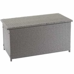 DéCOSHOP26 Coffre De Rangement Pour Jardin En Polyrotin Gris Avec Roulettes Rangement Coussins 51x100x50cm 170L - Gris -Rangement de jardin Soldes 59153425 3