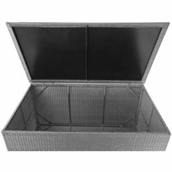DéCOSHOP26 Coffre De Rangement Pour Jardin En Polyrotin Gris Avec Roulettes Rangement Coussins 80x160x94cm 950L - Gris -Rangement de jardin Soldes 59153438 3