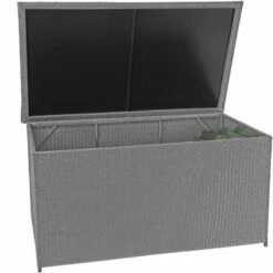 DéCOSHOP26 Coffre De Rangement Pour Jardin En Polyrotin Gris Avec Roulettes Rangement Coussins 80x160x94cm 950L - Gris -Rangement de jardin Soldes 59153438 4