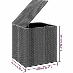 INLIFE Boîte à Coussins De Jardin Résine Tressée 100x97,5x104 Cm Gris - Gris -Rangement de jardin Soldes 59172341 5