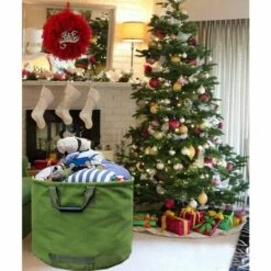 LTS FAFA Sac De Jardinage 125L Extra-Robuste Avec Poignées, Sac De Ramassage Feuilles Verte Avec Toile Militaire (H45.7 Cm, D55.8 Cm) -Rangement de jardin Soldes 59304422 3