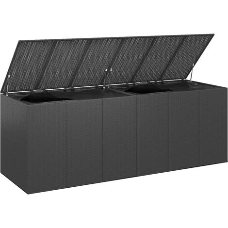 YOUTHUP Boîte à Coussins De Jardin Résine Tressée 291x100,5x104 Cm Noir - Noir 5 YOUTHUP Boîte à Coussins De Jardin Résine Tressée 291x100,5x104 Cm Noir - Noir – Image 3