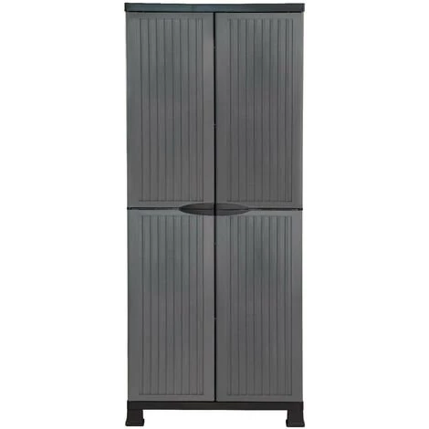 Armoire En Résine Extérieure Et 4 Dollars 171x68x39cm GH91 - Gris 4 Armoire En Résine Extérieure Et 4 Dollars 171x68x39cm GH91 - Gris – Image 2