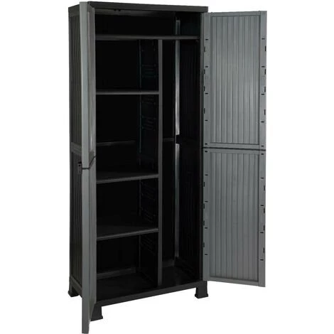 Armoire En Résine Extérieure Et 4 Dollars 171x68x39cm GH91 - Gris 5 Armoire En Résine Extérieure Et 4 Dollars 171x68x39cm GH91 - Gris – Image 3