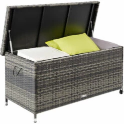 TECTAKE Coffre De Jardin KIRUNA En Rotin Synthétique 120x55x61,5cm 270 L - Coffre De Rangement Extérieur, Malle De Rangement, Caisse De Stockage De Jardin - Gris 9 TECTAKE Coffre De Jardin KIRUNA En Rotin Synthétique 120x55x61,5cm 270 L - Coffre De Rangement Extérieur, Malle De Rangement, Caisse De Stockage De Jardin - Gris -Rangement de jardin Soldes 60150878 3