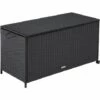 TECTAKE Coffre De Rangement Avec Cadre En Aluminium Et Roues 297l, 117x54x64cm - Coffre De Rangement Exterieur, Malle De Rangement, Caisse De Stockage De Jardin - Noir