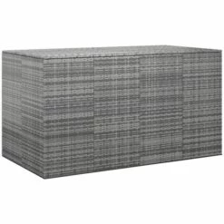 INLIFE Boîte à Coussins De Jardin Résine Tressée 194x100x103 Cm Gris