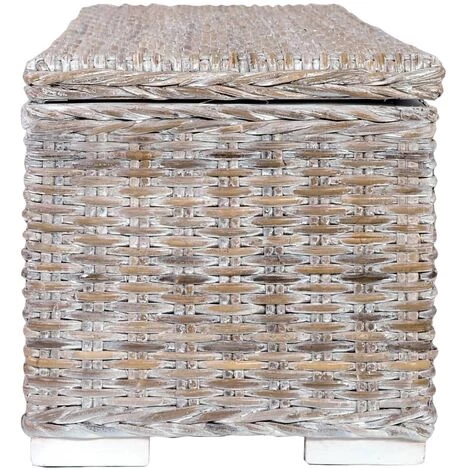 INLIFE Boîte De Rangement 120 Cm Blanc Rotin Naturel Kubu Et Manguier 6 INLIFE Boîte De Rangement 120 Cm Blanc Rotin Naturel Kubu Et Manguier – Image 4