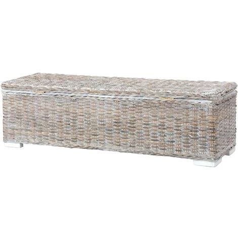 INLIFE Boîte De Rangement 120 Cm Blanc Rotin Naturel Kubu Et Manguier 7 INLIFE Boîte De Rangement 120 Cm Blanc Rotin Naturel Kubu Et Manguier – Image 5