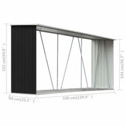 FIMEI Abri De Stockage à Bois Acier Galvanisé 330x84x152cm Anthracite -Rangement de jardin Soldes 60588981 5