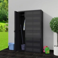 FIMEI Armoire De Rangement De Jardin Avec 4 étagères Noir