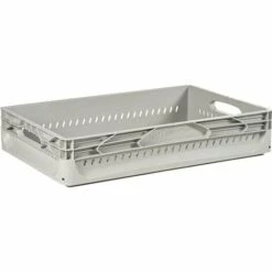 ARTPLAST Boîte Industrielle Perforée 600x400 H 120 Mm Gris