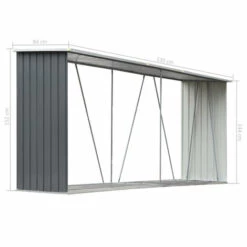 FIMEI Abri De Stockage De Bois Acier Galvanisé 330x84x152 Cm Gris -Rangement de jardin Soldes 60747117 5