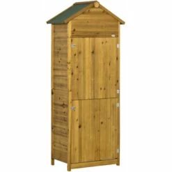 Outsunny Armoire De Jardin Remise Pour Outils Dim. 79L X 49l X 190H Cm 2 Portes 2 étagères Toit Bitumé étanche Bois Sapin Autoclave - Beige