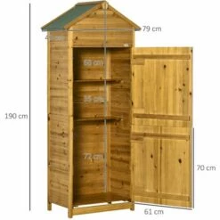 Outsunny Armoire De Jardin Remise Pour Outils Dim. 79L X 49l X 190H Cm 2 Portes 2 étagères Toit Bitumé étanche Bois Sapin Autoclave - Beige -Rangement de jardin Soldes 60940574 3