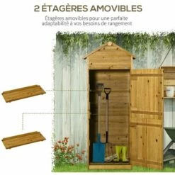 Outsunny Armoire De Jardin Remise Pour Outils Dim. 79L X 49l X 190H Cm 2 Portes 2 étagères Toit Bitumé étanche Bois Sapin Autoclave - Beige -Rangement de jardin Soldes 60940574 5
