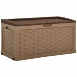 FIMEI Boîte De Rangement De Jardin 335 L Moka-Chocolat PP Rotin