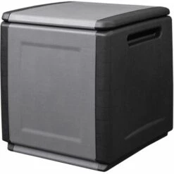 FIMEI Boîte De Rangement De Jardin 54x53x57 Cm 130 L Gris Foncé Noir