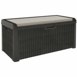 TOOMAX Coffre De Jardin 560L L147xP72xH65cm Avec Coussin Effet Rotin Santorini Plus