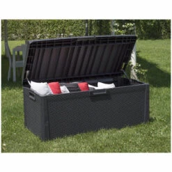 TOOMAX Coffre De Jardin 560L L147xP72xH65cm Avec Coussin Effet Rotin Santorini Plus -Rangement de jardin Soldes 61257504 5