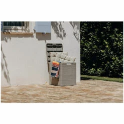 TOOMAX Coffre De Jardin 90L Dim 42xP44xH50 Cm Aspect Bois Désign Résiste Au Gel Intempéries Et UV Poignées De Transport. Cadenassable -Rangement de jardin Soldes 61257514 4