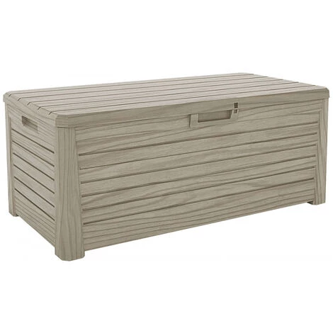 TOOMAX Coffre De Jardin 550L Florida Effet Bois L147xP72xH60 Cm Couleur Taupe 4 TOOMAX Coffre De Jardin 550L Florida Effet Bois L147xP72xH60 Cm Couleur Taupe – Image 2