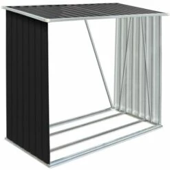 GROSMONDE 163 X 83 X 154 Cm Abri De Stockage De Bois Acier Galvanisé Porte-b?che Jardin Anthracite 9 GROSMONDE 163 X 83 X 154 Cm Abri De Stockage De Bois Acier Galvanisé Porte-b?che Jardin Anthracite -Rangement de jardin Soldes 61345075 3