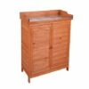 Armoire De Jardin Sur Pied Gardiun Ally 75x40x94 Cm Bois De Sapin Traité Peinture Eco Et Plateau De Travail En Acier Galvanisé