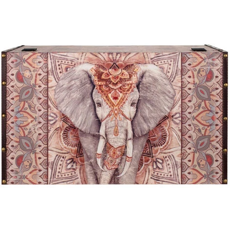 ZEN ET ETHNIQUE Grand Coffre De Rangement Éléphant Ethnique 70 Cm 4 ZEN ET ETHNIQUE Grand Coffre De Rangement Éléphant Ethnique 70 Cm – Image 2