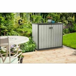 Chalet & Jardin Armoire Basse BROSSIUM En Résine - 1000L - 138 X 80,5 X 170 Cm - Gris -Rangement de jardin Soldes 6300561 3