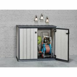 Chalet & Jardin Armoire Basse BROSSIUM En Résine - 1000L - 138 X 80,5 X 170 Cm - Gris -Rangement de jardin Soldes 6300561 4